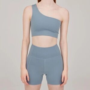 Girlfriend Collective x Net-a-Porter Bianca Bra and Run Short Set in Dew - Small